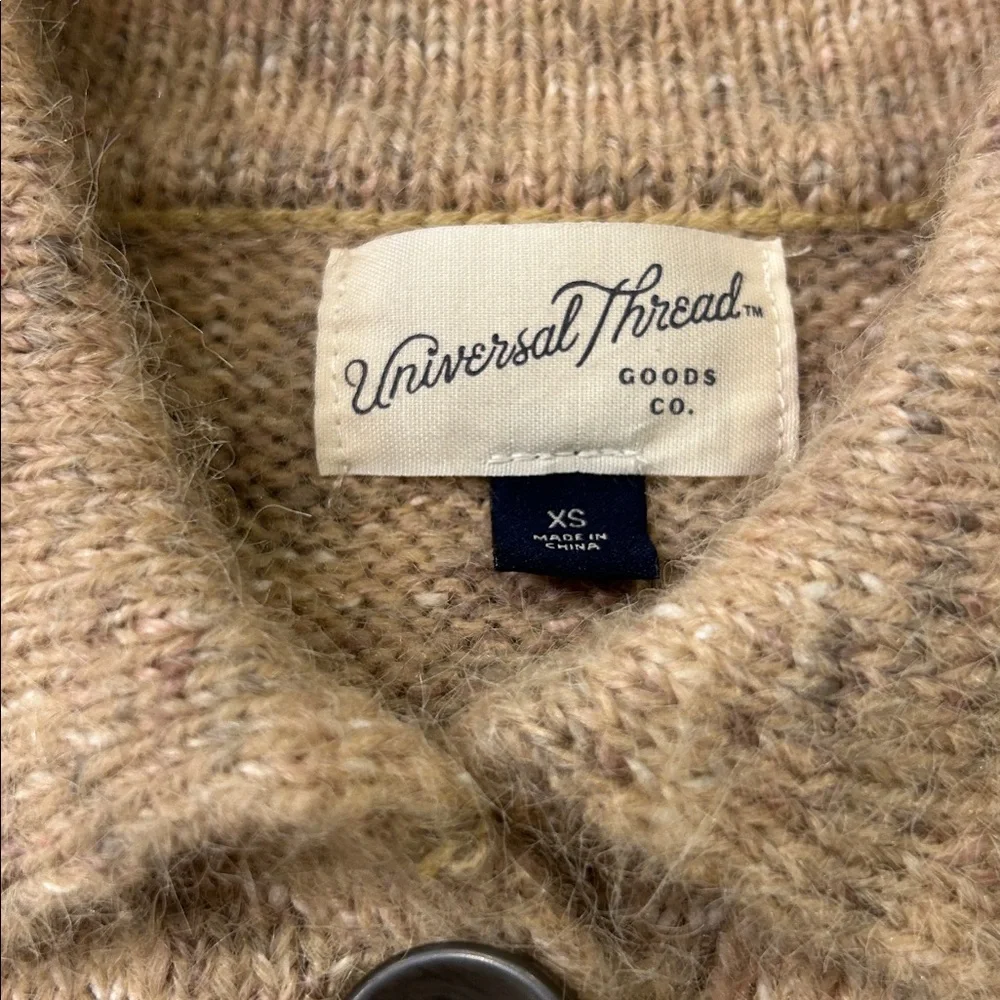 Universal Thread Cropped Knit Button Front Cardigan Sweater Beige Size XS - Picture 6 of 12